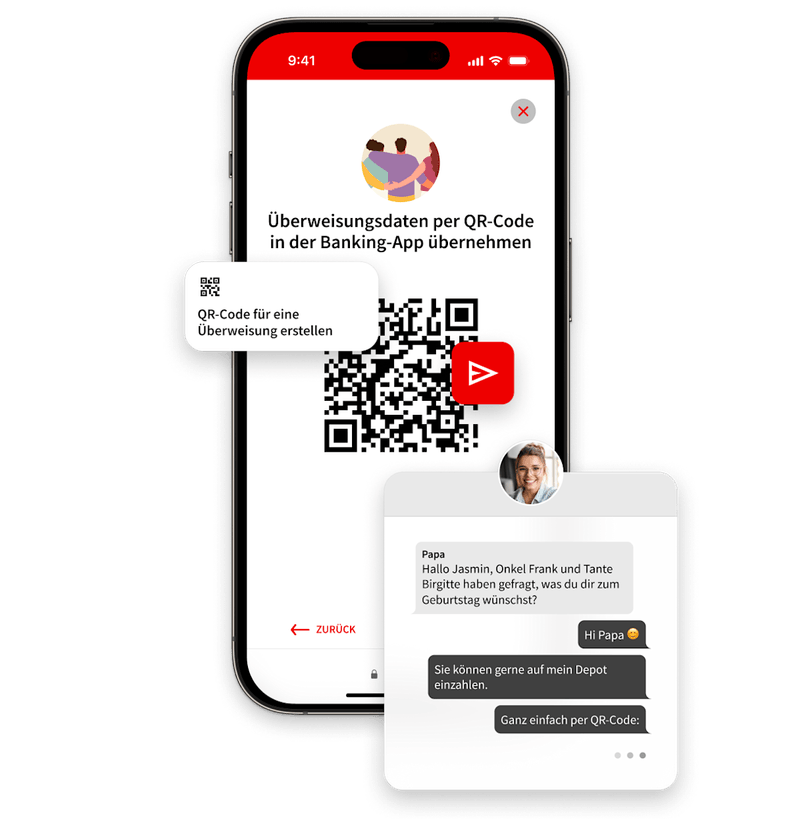 Überweisungsdaten versenden Sparen Dritte